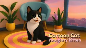 Cartoon cat: naughty kitten
