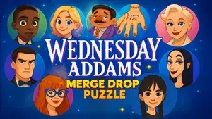 Wednesday Addams Merge Drop Puzzle